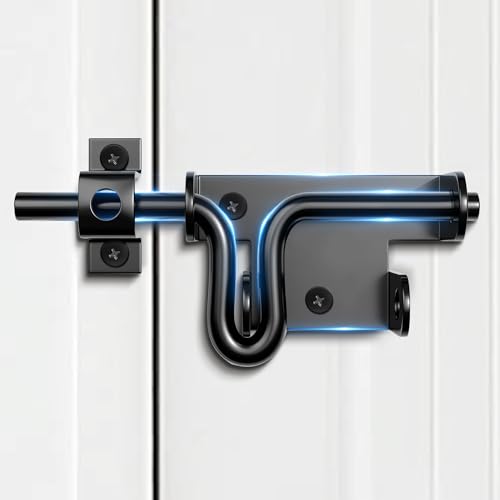 Heavy Duty Gate Latch with Padlock Hole for Outdoor Fence | Metal Thickened Slide Bolt Latch, Left or Right-handed Use, Fit Wooden Fence/Shed Door/Barn Doors