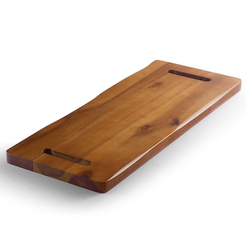 TIDITA 30" Large Acacia Wood Charcuterie Board with Handles - Extra Long Wooden Serving Cheese Boards - Rectangular Serving Platter for Meat Steak, Cracker Appetizers, Fruit Decorative Display Party - color: Acacia, size: 30" x 9.8" x 1"