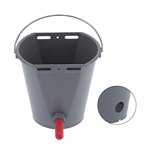 flexman 8L Cow Feeder Bucket, Lamb Milk Feed Bucket with Nipples Check Valves, Sheep Milk Feeding Bucket with Lifting Handle for Farms Livestock (for Cattle) - size: For cattle