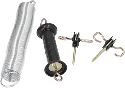 Electric Fence Gate Spring Set,Livestock Electric Fence Spring Gate Handles Kit with Handle Insulated Nail for Electronic Fence Spring Door System