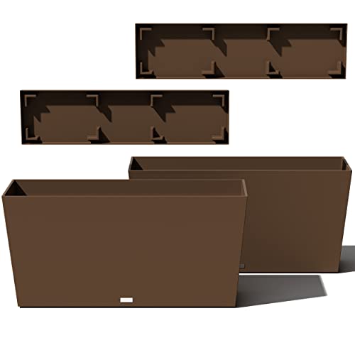 Veradek Midori Long Trough Planter (Espresso, 39 inch - 2 Pack with 2 Saucer Trays) - color: Espresso, size: 39 inch - 2 pack with saucers