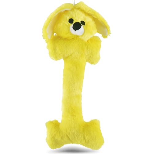 Jeffers Pet Plush Bone Dog Toy with Squeakers, Yellow Bunny, 14" H - Durable & Interactive Chew & Fetch Toy for Puppies, Soft Stuffed Pet Toy for Tug, Games, Indoor & Outdoor Fun - color: Yellow Bunny