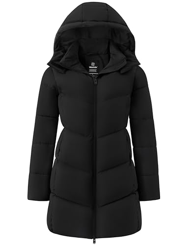 wantdo Women's Warm Winter Coat Hooded Puffer Jacket Long Parka (Available in Plus Size) - color: Black, size: XX-Large