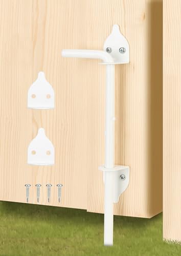 12" Heavy Duty Cane Bolt Gate Drop Rod Hardware Ground Latch for Wood PVC Vinyl Metal Fences Gates, Double Doors, White Solid Steel -1 Pack - size: 12 Inch