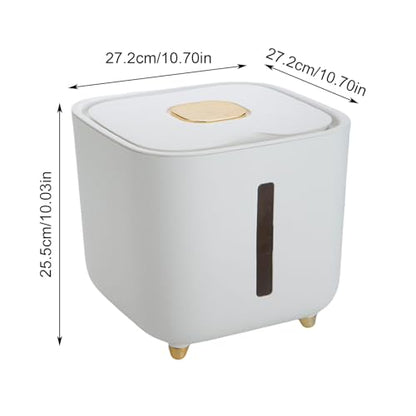 Grain Hopper - High Volume Sealed Provision Bin With Cover, Food Preservation Holder, Large Household Supply Vault, Animal Feed Reservoir, Clear Level Display | for Home Cupboard Pet Feeding Managemen - color: Transparent gray