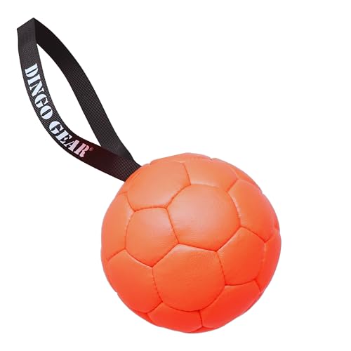 Dingo Gear Dog Ball and Pump Set, Faux Leather, Orange 7in - color: Orange Ball+Pump, size: 7"