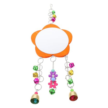 ERINGOGO 1pc Chicken Mirror Toy with Bells Sturdy Hanging Mirror for Hens Parrots Birds Pet Supplies for Gardens Cages