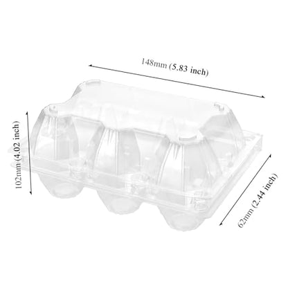 100 PCS 6 Grids Plastic Egg Cartons, Clear, 14.8 x 10.2 x 6.2 cm, Egg Storage, Transportation