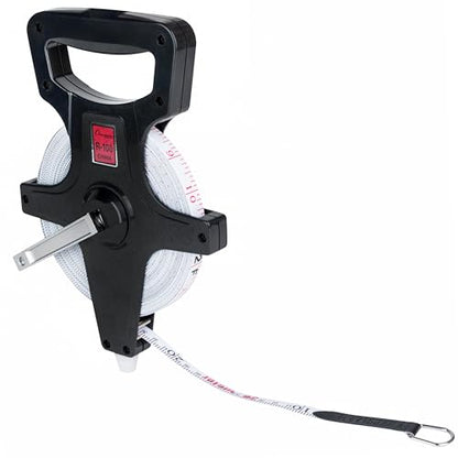 Champion Sports Open Reel Measuring Tapes – Durable Hand Crank with Metal Spike, Dual-Sided Feet & Meters, Perfect for Track & Field and Long Jump, 100 ft/30 meters - size: 30 m