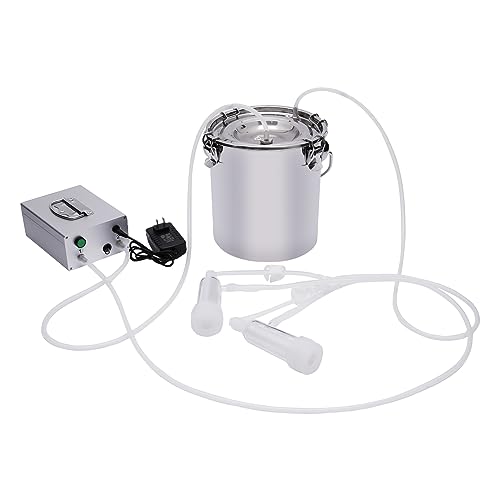 5L Goat Milking Machine, Rechargeable Battery Milker Powered Pulsation Vacuum Pump, Goat Milking Machine with Stainless Bucket, for Goats