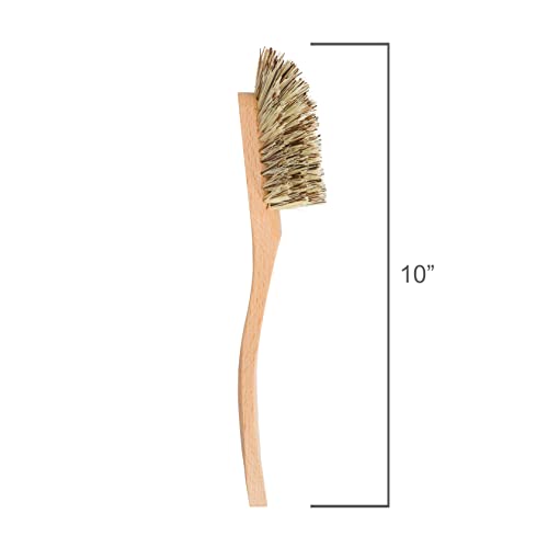 Redecker Dish Brush, Union Fiber, Curved Handle – Wrap-Around Heavy Duty Scrub Brush, Made in Germany - size: Single Unit, 10-1/2-Inches