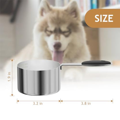 LEIFENY 1PCS 1CUP(237ml) Dog Cat Food Scoop, Stainless Steel Measuring Cup, Metal Pet Scooper with Inner Precision Scale Measurement - size: 1 cup