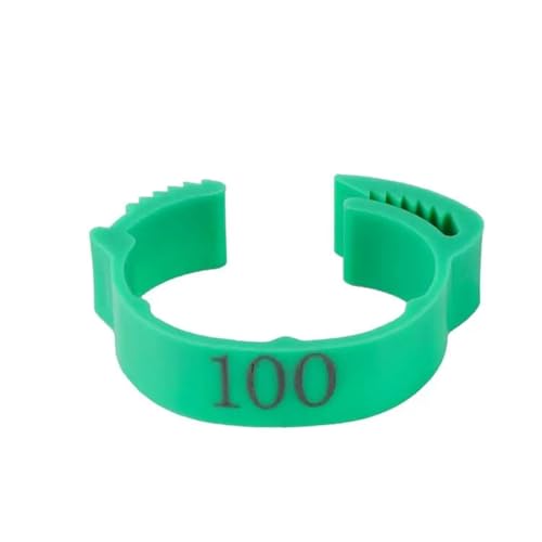 100PCS Chicken Foot Ring Adjustable Size Poultry Leg Digital Label Buckle 6 Colors Plastic Chick Duck Goose Farm Equipment for Easy Flock Management(Green) - color: Green