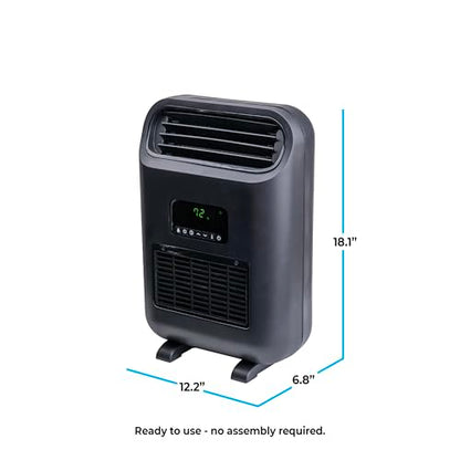 Comfort Zone 18" Wall Mount & Freestanding Space Heater – 1500W Electric Heater with Remote, Digital Thermostat, ECO Mode & 12H Timer – Portable or Wall-Mounted Personal Fan - size: 18-inch