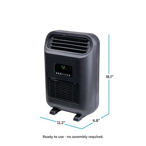 Comfort Zone 14" Wall Mount & Freestanding Space Heater – 1500W Electric Heater with Remote, Digital Thermostat, ECO Mode & 12H Timer – Portable or Wall-Mounted Floor Fan - size: 14-inch