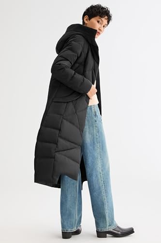 Orolay Women's Long Maxi Down Coat with Hood - 700 Fill Power RDS Certified Winter Puffer Jacket - color: Black, size: Small