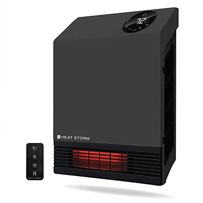 Heat Storm Wall Gray HS-1000-WX Deluxe Indoor Infrared Space Saving-1000 Watts-Remote Control-Home & Office Heater-Safe to Touch Grill, 13x4x17 - color: Gray