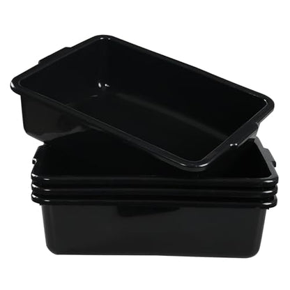 23 L Large Commercial Bus Bin, 4 Pack Plastic Restaurant Dish Tub, Black - size: 23 L