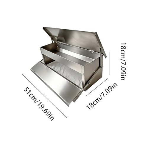 Automatic Chicken Feeder, with Weighted Bottom, 51x18x18cm, Metal Treadle Poultry Feeder, Poultry Food Dispenser, Treadle-Activated Feeding, for Backyard Coop Outdoor Farm Garden
