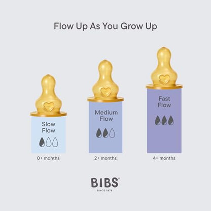 BIBS Bottle Nipple 2-Pack. Anti-Colic. Extra Nipples for BIBS Baby Bottles. Round Nipple. - Natural Rubber Latex, Medium Flow - color: Medium Flow | Natural Rubber