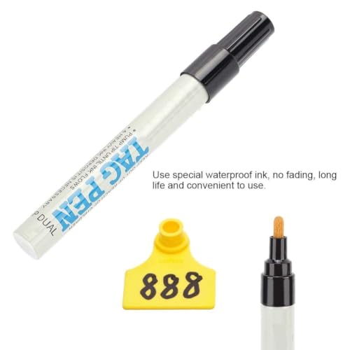 Livestock Ear Tag Marking Pen with Spare Head, Black Ink, Non-Fading for Pig Sheep Cattle Identification