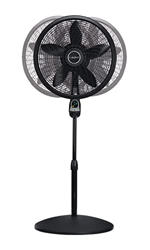 Lasko Oscillating Cyclone Pedestal Fan with Remote Control - Cooling Standing Fan for Bedroom, Living Room, and Home Office - Adjustable Height - 3 Quiet Speeds - 1843 - 18" Blade Diameter - Black