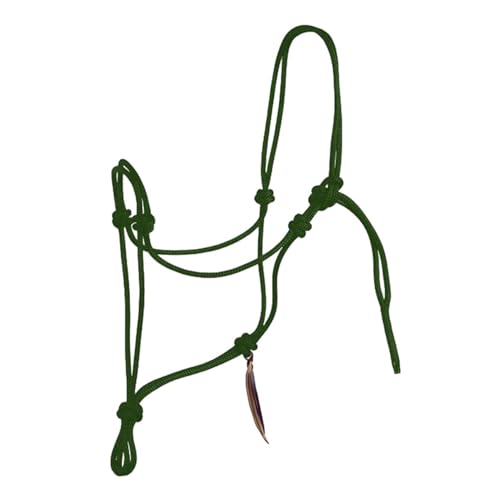 Parelli Horseman's Strong Lightweight Simple Knots Everyday Use UV Resistant Thin Smooth Yachting Braid Polyester Horse Rope Halter with Leather Poppers - color: Green, size: Pony/Weanling