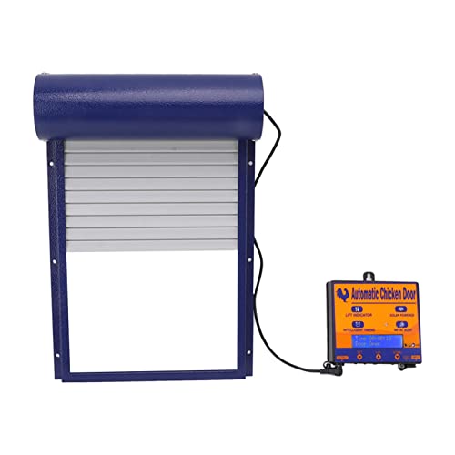 Automatic Solar Powered Chicken Coop Door Durable Light Sensor Remote Control for Poultry Farmers 14.7x9.7in (Blue) - color: Blue