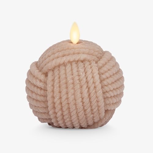 Luminara - Flameless Holiday Crystal Beads Glitter Sphere Candle - Timeless Taupe Rope Ball - Pack of 1-4x4.25 - Auto Timer Built-in 5-Hour Timer - color: Timeless Taupe Rope Ball