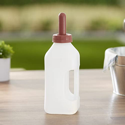 Tuff Stuff Products LBH2 2 Quart Push On Nipple Teat Cap 2 Quart Calf Milk Feeder Nursing Feeding Bottle with Hand Grip Handle