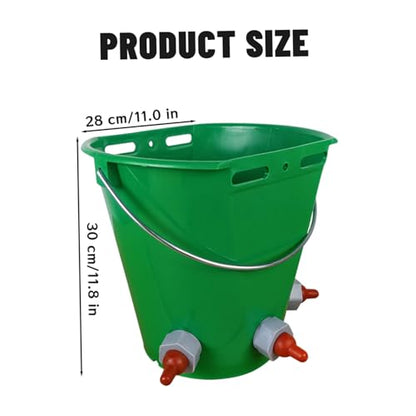 Feed Bucket, 8L Large Capacity Livestock Milk Goat Feeder with Nipple, Green Sheep Feeder & Baby Bottle Bucket for Calves, Lambs, and Kids, 3 Mouth - color: 3 Mouth