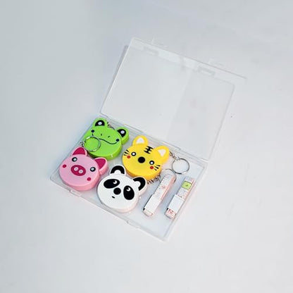 4 Pack Retractable Tape Measure + 2 Pack Soft Body Measuring Tape for Body Measurements(60-Inch), Cartoon Animal Body Measuring Tapes with Keyring for Cloth Body Tailor Sewing Craft Measuring Tools