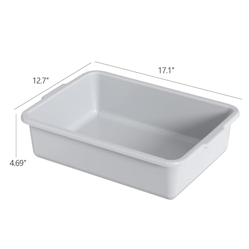 13 L Commercial Bus Tub, 3 Pack Plastic Utility Bus Box Dishpan, Light Gray - size: 13 L