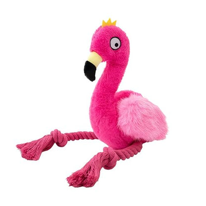 Plush Flamingo Dog Toy with Rope Legs, Pink, Interactive Squeaky Chew Toy for Small, Medium Dogs, Tug-of-War Play - color: Pink Flamingo