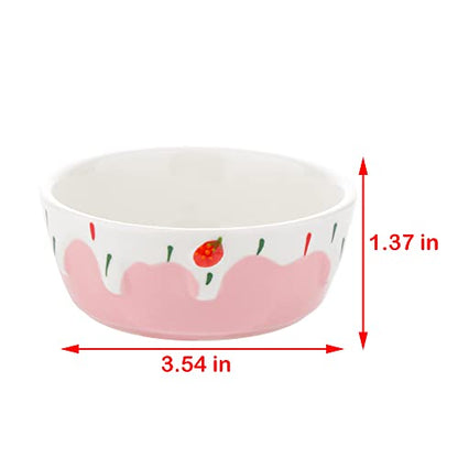 2 Pcs Hamster Ceramic Bowl, Small Animals Anti-Turning Food Water Bowl for Rabbit Hamster Guinea Pig Hedgehog Squirrel (Pink and Red)