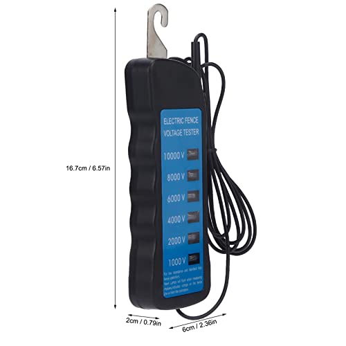 Electric Fence Voltage Tester, 6 Neon Lights Testing Tool Digital Electric Fence Tester LCD Display Grounding Testing 1000-10000V for Farms Fault Finder