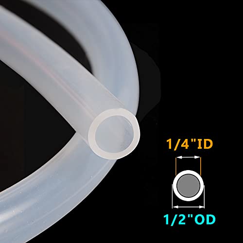 Feelers Silicone Tubing, Food Grade Pure Siliconce Hose 1/4" ID 1/2" OD 9.84ft, High Temperature Resistant Flexible Hose for Water Air Pump, Aquarium, Home Brewing, Kitchen - size: 1/4"ID-1/2"OD, style: 9.84ft length(3 Meter)