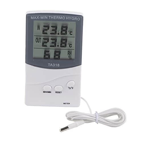 Zerodis Indoor Outdoor Thermometer Hygrometer Temperature Humidity Meter with Probe Sensor for Home Garden Wall Table Mount Large Screen Display Celsius Fahrenheit