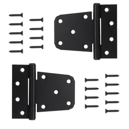 Heavy Duty T Gate Hinges 3.5 inch, Black Iron Shed Door Hinge for Wooden Fences Barn Swing Door with Screws,HOME MASTER HARDWARE,2 Pack - color: 2 Pack - Black
