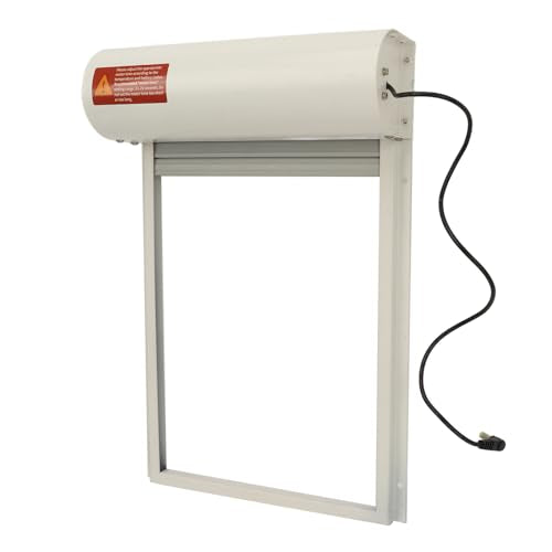 Automatic Chicken Coop Door, Solar Powered Timer Metal Poultry Door with LED Display Controller, for Chicken Duck Goose Farm Safety Equipment (White) - color: White