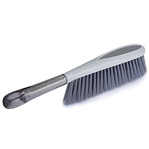 Hand Broom, 14 inch Large Counter Duster Slightly Stiff Bristle | Plastic Brush with Long Handle, Sweep for Furniture, Floor, Bench, Carpet, Woodworking, Patio, Home, Shop - color: Gray, size: 14 inch