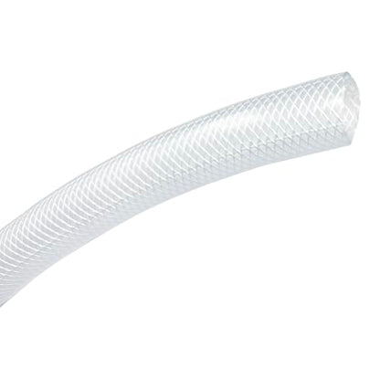 Gloxco Clear Braided PVC Tubing, Food Grade, Heavy Duty Reinforced Hose, 1" ID, 10 Ft Length - size: 1" x 10 Ft