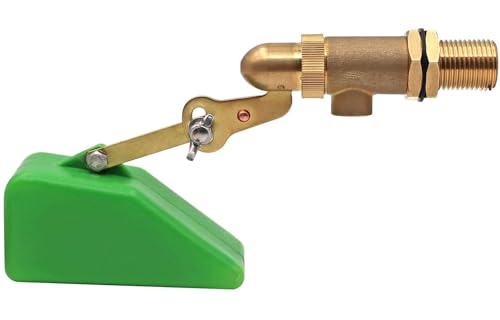 2 pack of 1/2 Inch Brass Valve with Plastic Float Water Float Valve with Adjustable Arm Automatic Fill Float Ball Valve for Water Tank Fountains Livestock Waterer