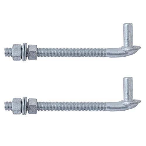 VIVIDA 8" J Bolt Gate Hinge 2 Pack, Gate Bolt Hinge with 5/8" Male Pin, Heavy Duty Chain Link Fence Hardware, Galvanized Steel - size: 8" (2 PCS)