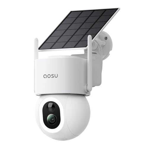 aosu SolarCam D1 Max, 4K Solar Security Cameras Outdoor Wireless, 360° Pan & Tilt Coverage, Auto Tracking, Color Night Vision, Local Storage, No Subscription Required