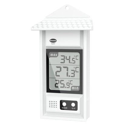 Digital Max Min Greenhouse Thermometer - Monitor Max and Min Temperatures in The Greenhouse Garden or Home for Indoor or Outdoor Use Easily Wall Mounted