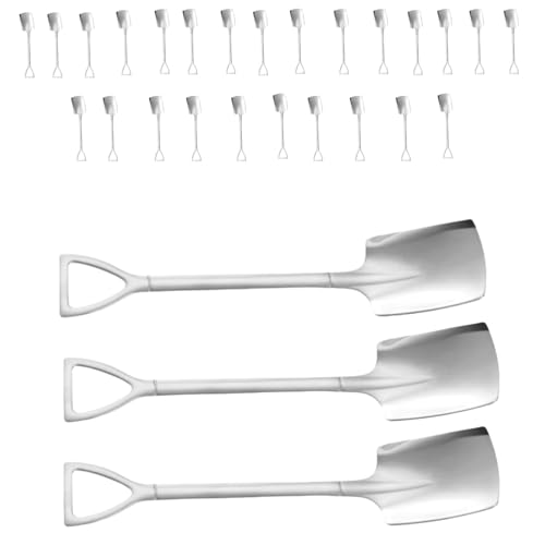 25 Pack Dessert Spoon Stainless Steel Spoons Ice Cream Fruit Spoon for Home Restaurant,Kitchen (Reusable) - size: Shovel Shape B