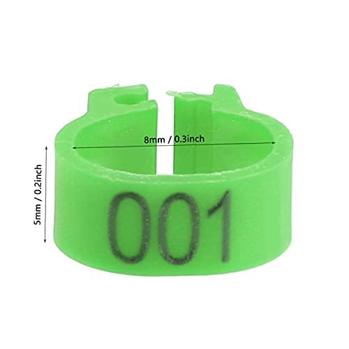 100Pcs 8mm Numbered Plastic Leg Bands, Colorful Clip-On Bird Identification Rings for Quail Chicken Chicks Poultry Management