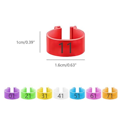 80 PCS,Multi Colored Bird Foot Rings, Open Snap Fasteners, Laser Engraved for Marking Poultry