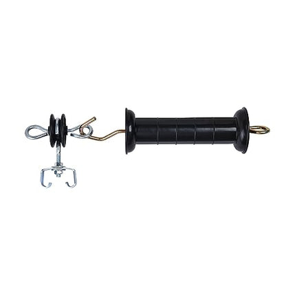 Farm Electric Fence T-Post Gate Handle Anchors Double Hook, galvanised Steel with Easy Screws, T-Post Insulators, Black (3)